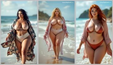 sexy AI models on the beach